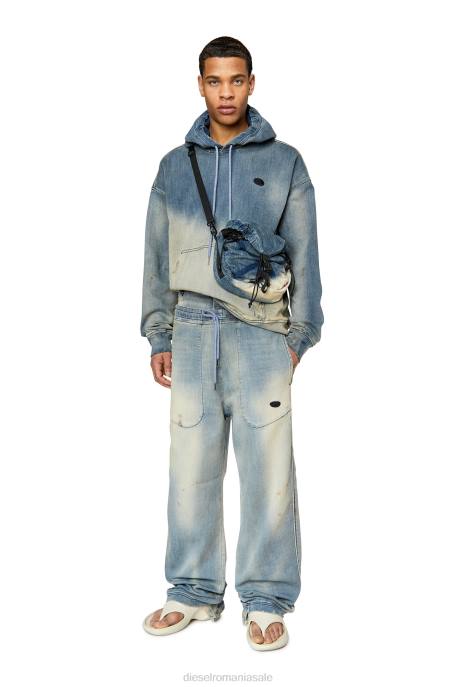 îmbrăcăminte bărbați Diesel d-um-rib d-um-rib track hanorac din denim 2H8J167 albastru deschis