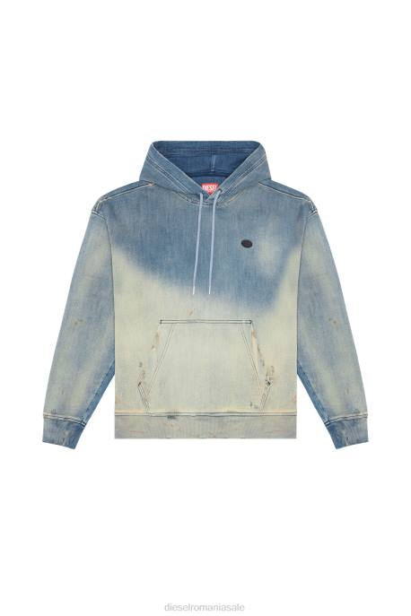 îmbrăcăminte bărbați Diesel d-um-rib d-um-rib track hanorac din denim 2H8J167 albastru deschis