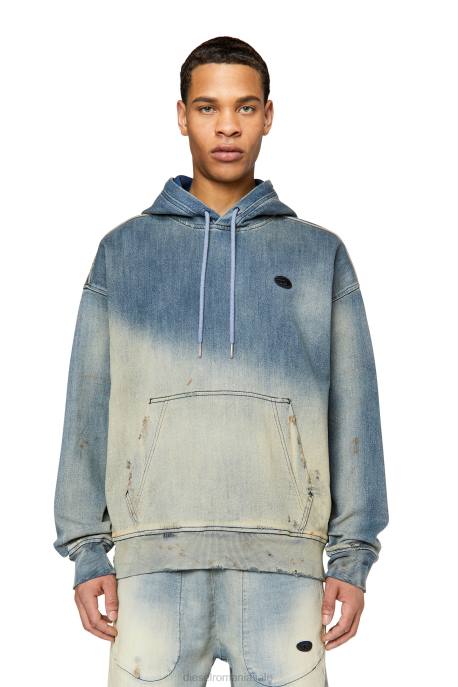 îmbrăcăminte bărbați Diesel d-um-rib d-um-rib track hanorac din denim 2H8J167 albastru deschis