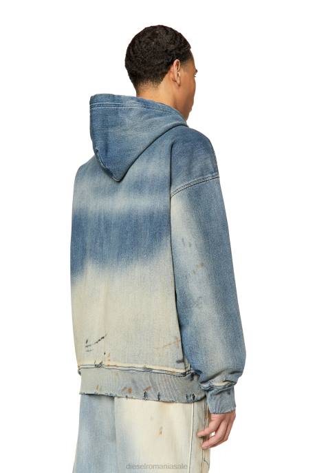 îmbrăcăminte bărbați Diesel d-um-rib d-um-rib track hanorac din denim 2H8J167 albastru deschis