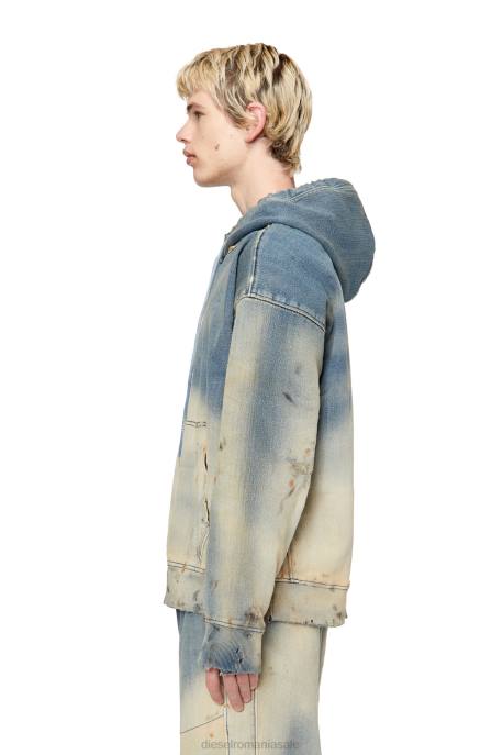 îmbrăcăminte bărbați Diesel d-um-rib d-um-rib track hanorac din denim 2H8J167 albastru deschis