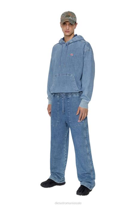îmbrăcăminte bărbați Diesel hanorac cu glugă din denim d-um-rib 2H8J150 albastru deschis