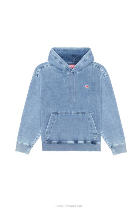 îmbrăcăminte bărbați Diesel hanorac cu glugă din denim d-um-rib 2H8J150 albastru deschis