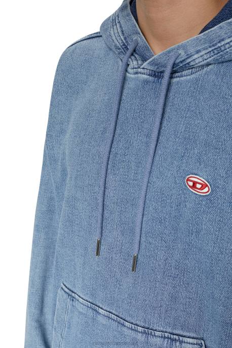 îmbrăcăminte bărbați Diesel hanorac cu glugă din denim d-um-rib 2H8J150 albastru deschis