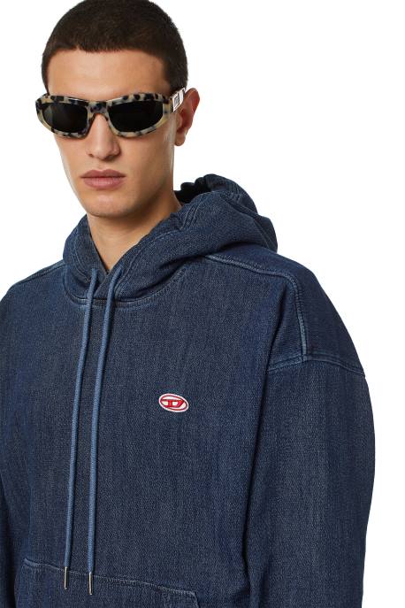 îmbrăcăminte bărbați Diesel hanorac cu glugă din denim d-um-rib 2H8J168 albastru inchis