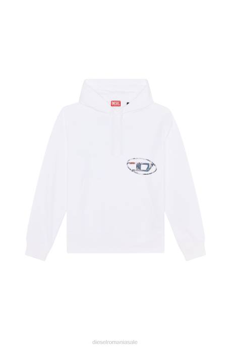 îmbrăcăminte bărbați Diesel s-macs-hood-l4 2H8J137 alb