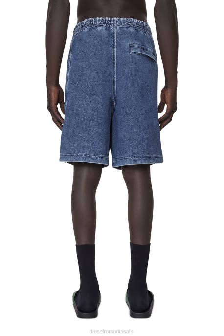 îmbrăcăminte bărbați Diesel pantaloni scurți din denim d-boxy track 2H8J402 albastru mediu