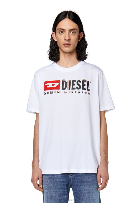 îmbrăcăminte bărbați Diesel t-tocmai-distrus 2H8J284 alb