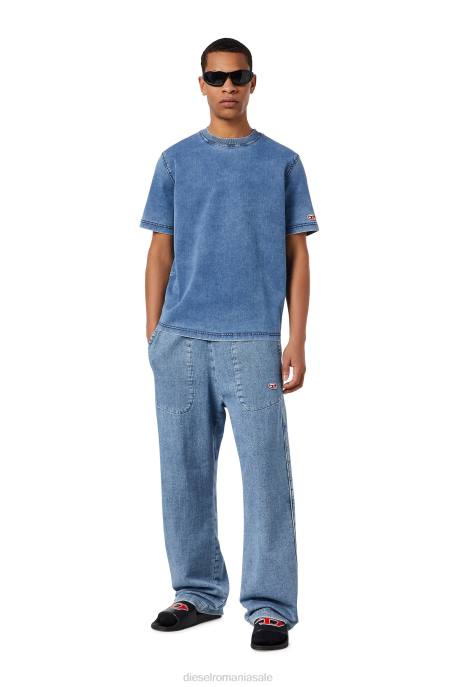 îmbrăcăminte bărbați Diesel tricou din denim d-biggor track 2H8J228 albastru deschis