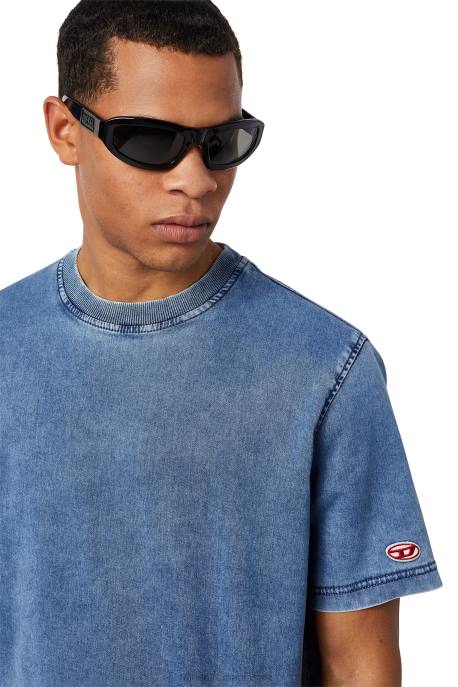 îmbrăcăminte bărbați Diesel tricou din denim d-biggor track 2H8J228 albastru deschis